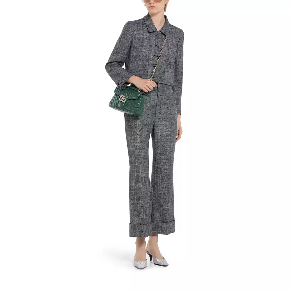 GG Marmont Medium Back Pocket Shoulder Bag Green Ghw