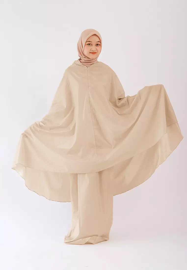Zelena - Mukena Traveling Polos Parasut Korea - Creamy Brown