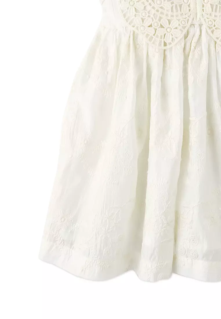 Baby Gabrielle Eyelet Dress with Crochet Butterfly Appliqué