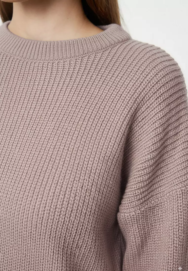 Mink Wide Pattern Ribbed Soft Textured Knitwear Sweater