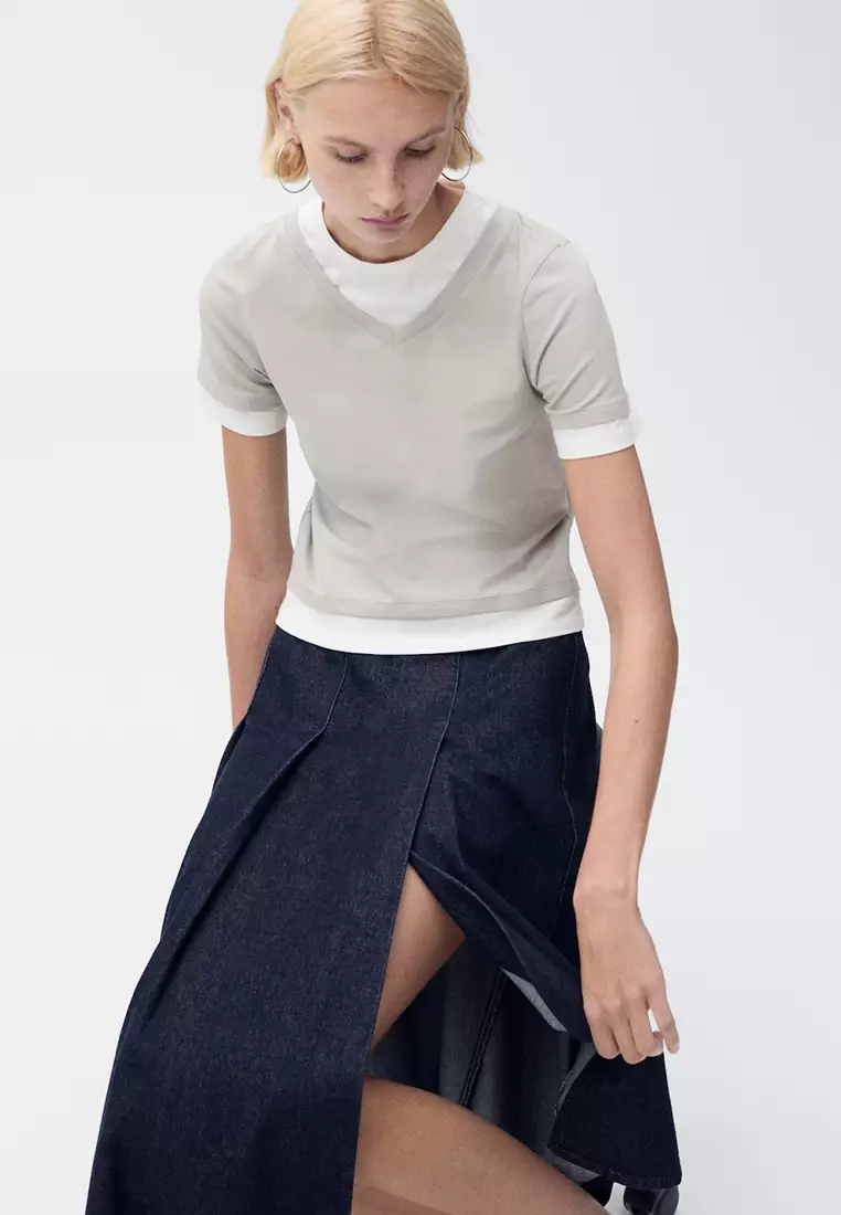 Contrasting Cotton-Blend T-Shirt