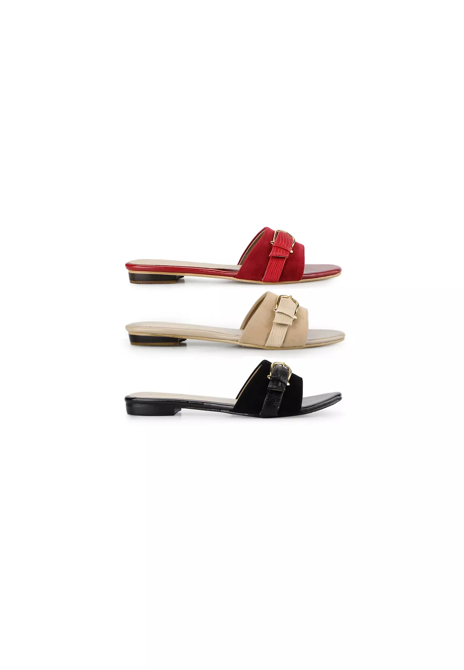 Cortis Sandal wanita Flat Slip On - Black