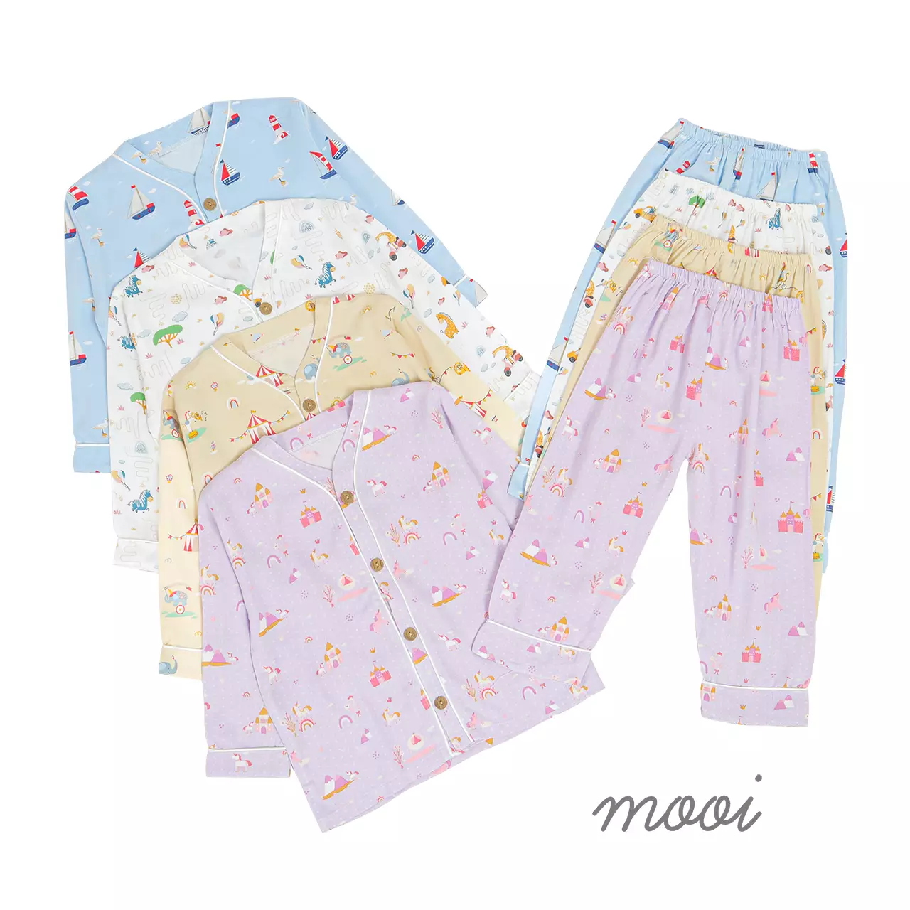 Mooi Piyama Anak Baju Tidur Anak Ceilo Long Pajamas Kids - Lilac