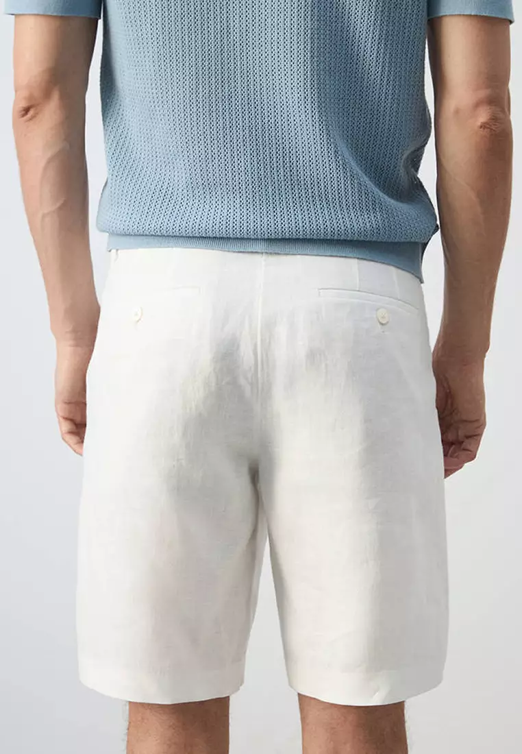 Slim-Fit 100% Linen Bermuda Shorts