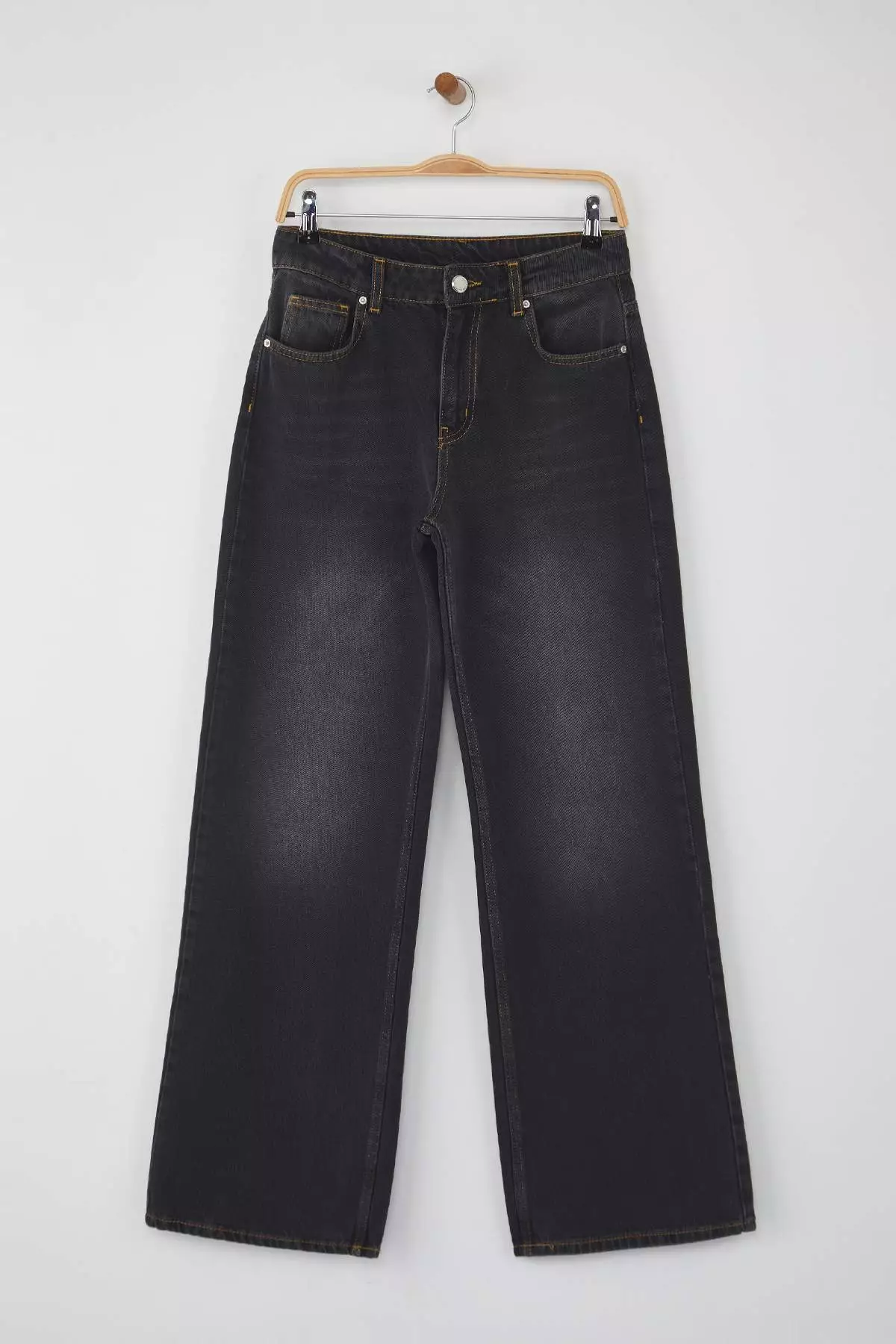 Black More Sustainable High Waist Wide Leg Jeans Twoaw26Je00077