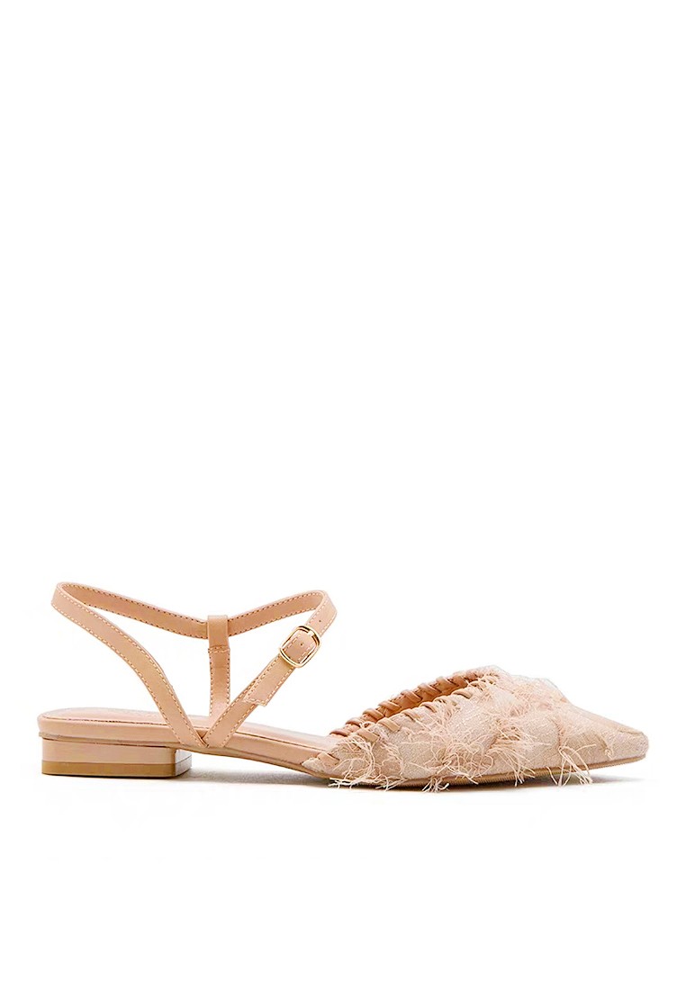 VANSA Ankle Strap Pointed Low Heel Shoes VSW-F619010