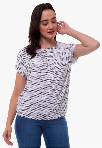 MARKS & SPENCER white Pleated Front Short Sleeve Top D88F9AA64A4E8AGS_1