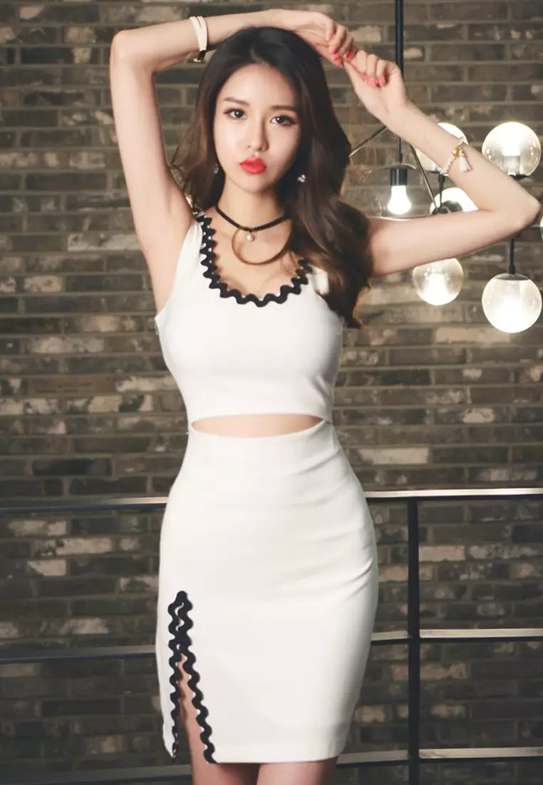 White Simple Polyester One-piece Dress  UA060619NEW