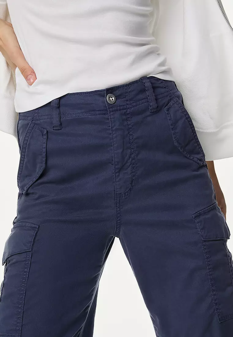 Jual Marks Spencer lyocell Rich Cargo Tea Dyed Cropped Trousers