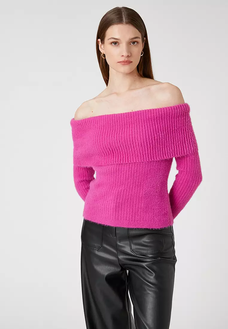 Off Shoulder Soft Texture Sweater