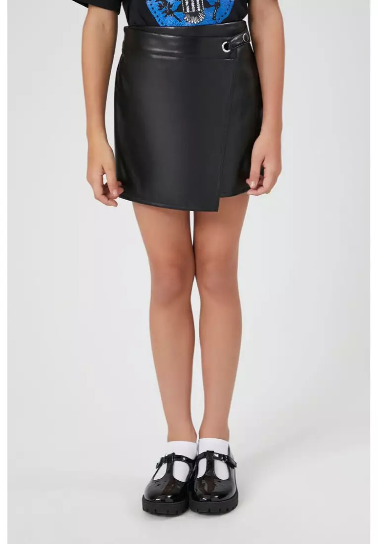 Buy FOREVER 21 Girls Faux Leather Skort Kids 2024 Online