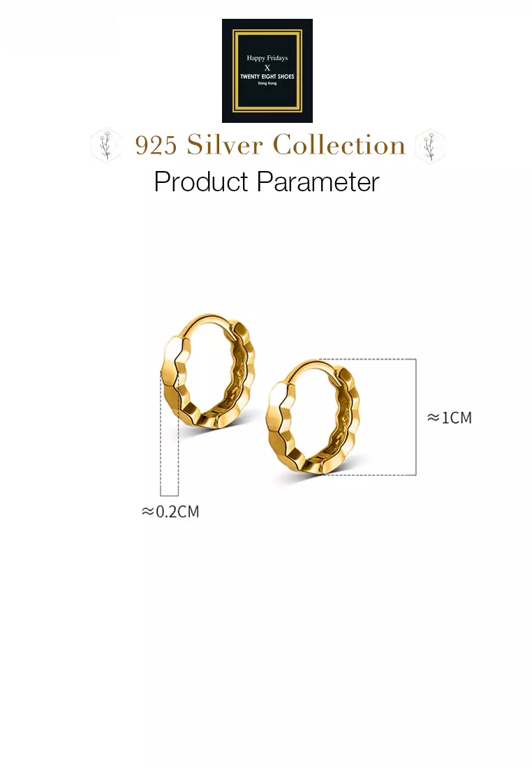 925 Silver Plated Gold Polygon Hoop Earrings JW AR-M00627