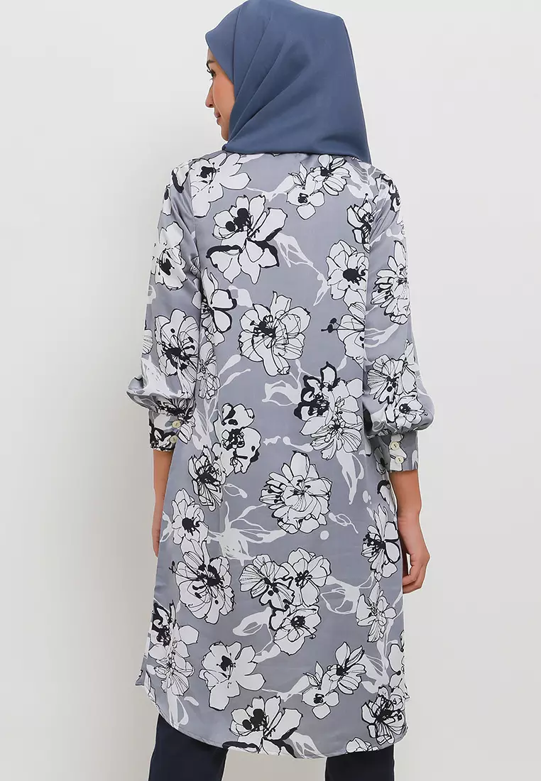 MFMW Millati Tunik Abu Motif Bunga