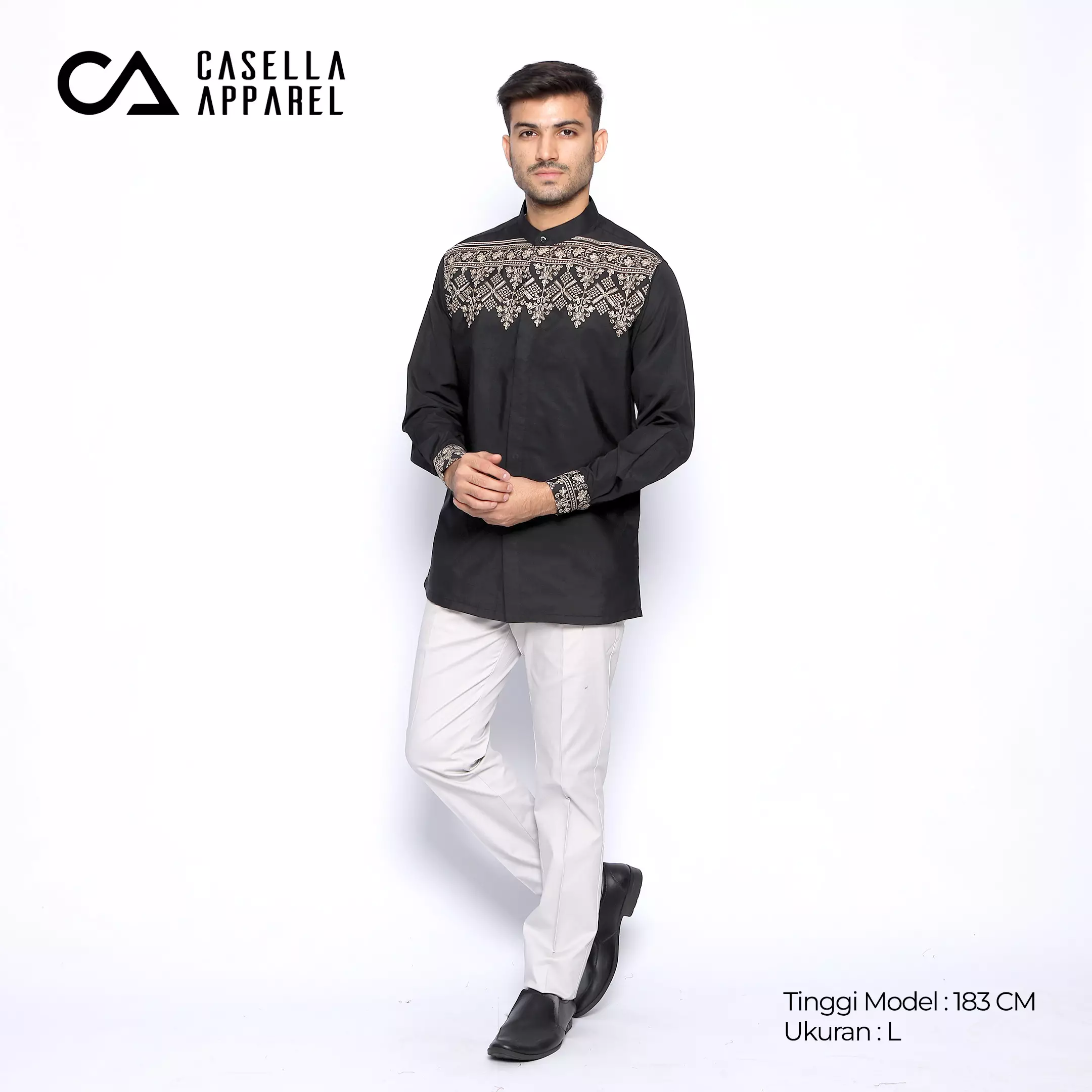 Casella Baju Koko Pria Lengan Panjang Premium Edisi Koko Sultan 9964 Black