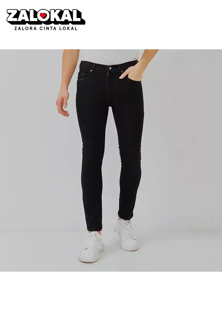PAULMAY Celana Panjang Jeans Pria Slim Fit - Black