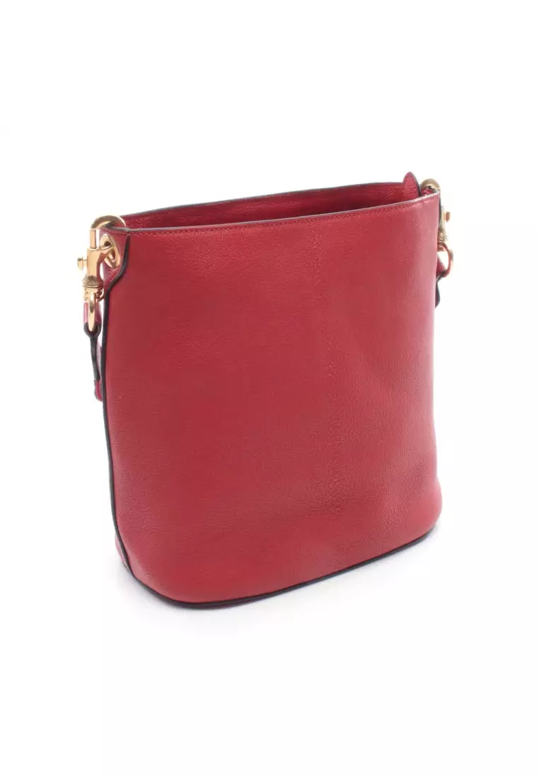 Pre-Loved MIU MIU MADRAS Madras Shoulder bag leather Red