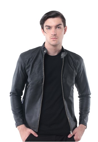 Crows Denim - Black Hunter Leather Style Jacket