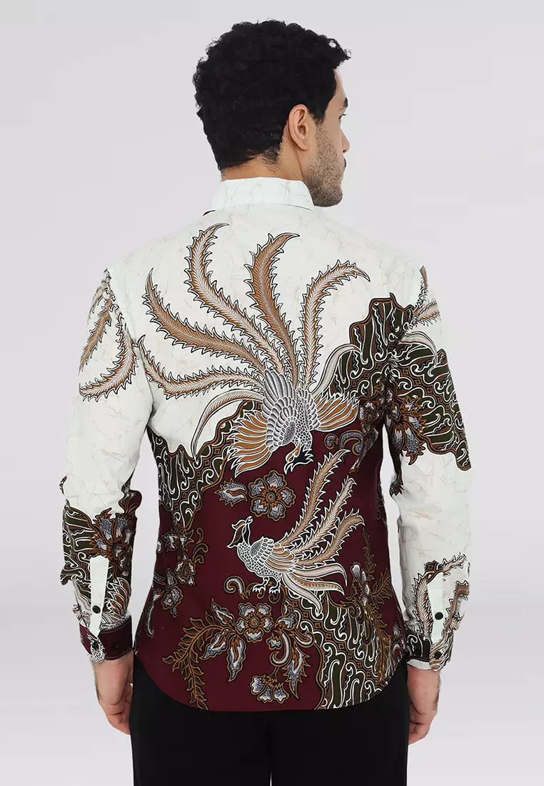 Kemeja Batik Pria Slimfit Kamaswara - Maroon