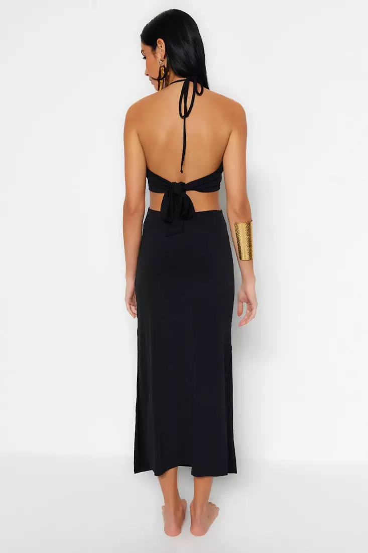 Fitted Cut Out Halter Beach Dress