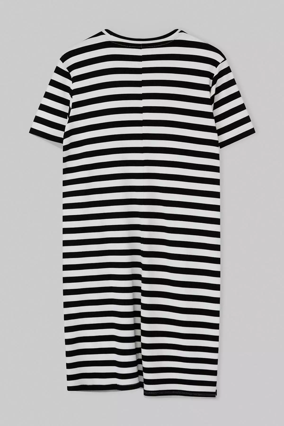 Black-White Striped Front Tie Detail Mini Knitted Plus Size Dress Tbbss26Ah00211