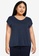 Only CARMAKOMA navy Plus Size Nicky Short Sleeves Tee 0CF58AAD1E8463GS_1