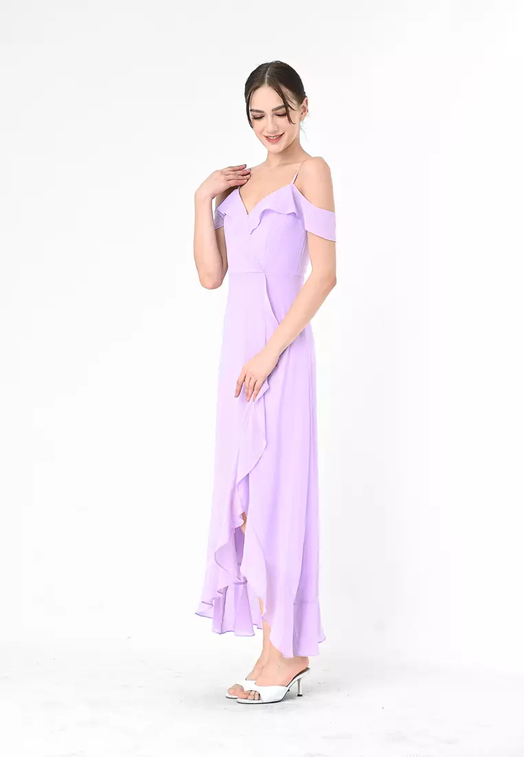 露肩长款连衣裙