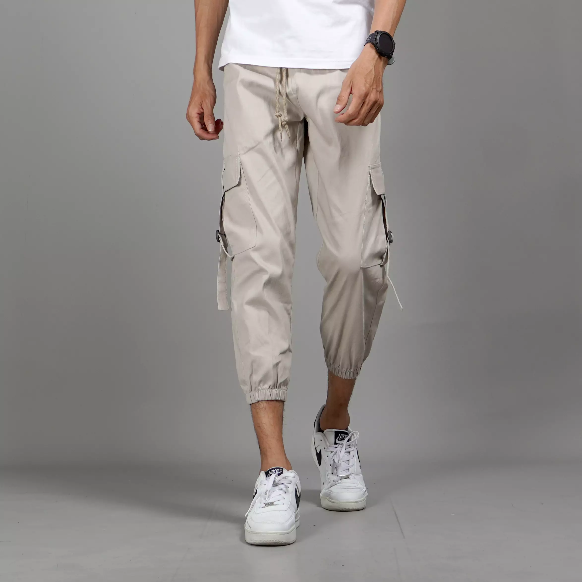 FIRMAN Cargo Jogger Pants Pria Celana Cargo Jogger Cargo Pants 3/4 - KREM