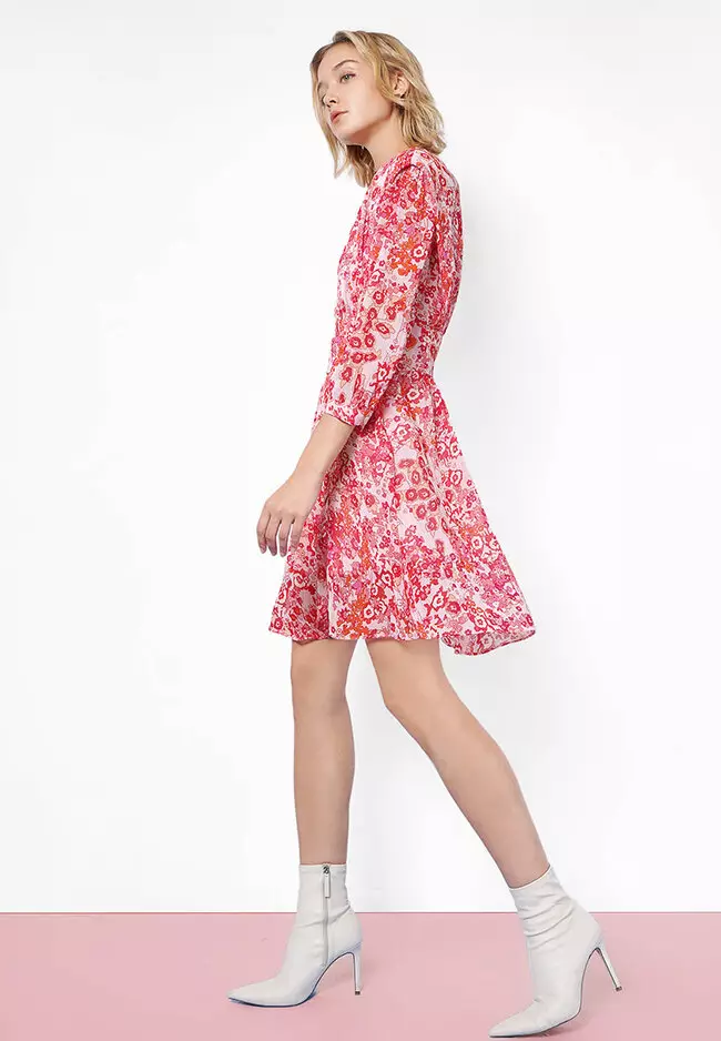 V Neck Floral Print Dress