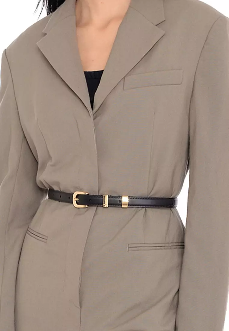 Vintage Gold Buckle Leather Belt MYF-MY-050