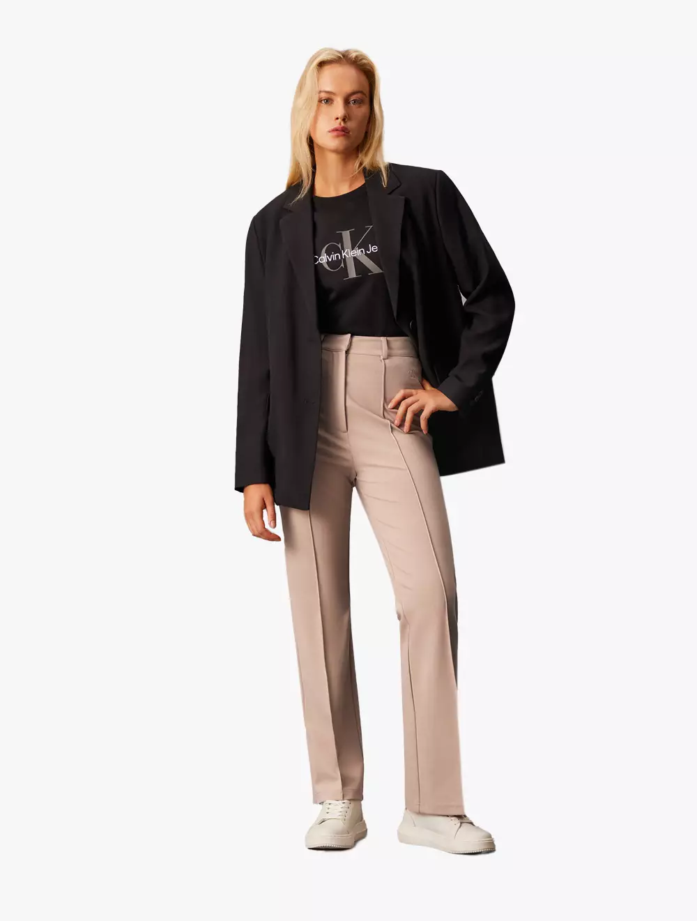 Calvin Klein Jeans - High Rise Flare Milano Pants - Beige - beige