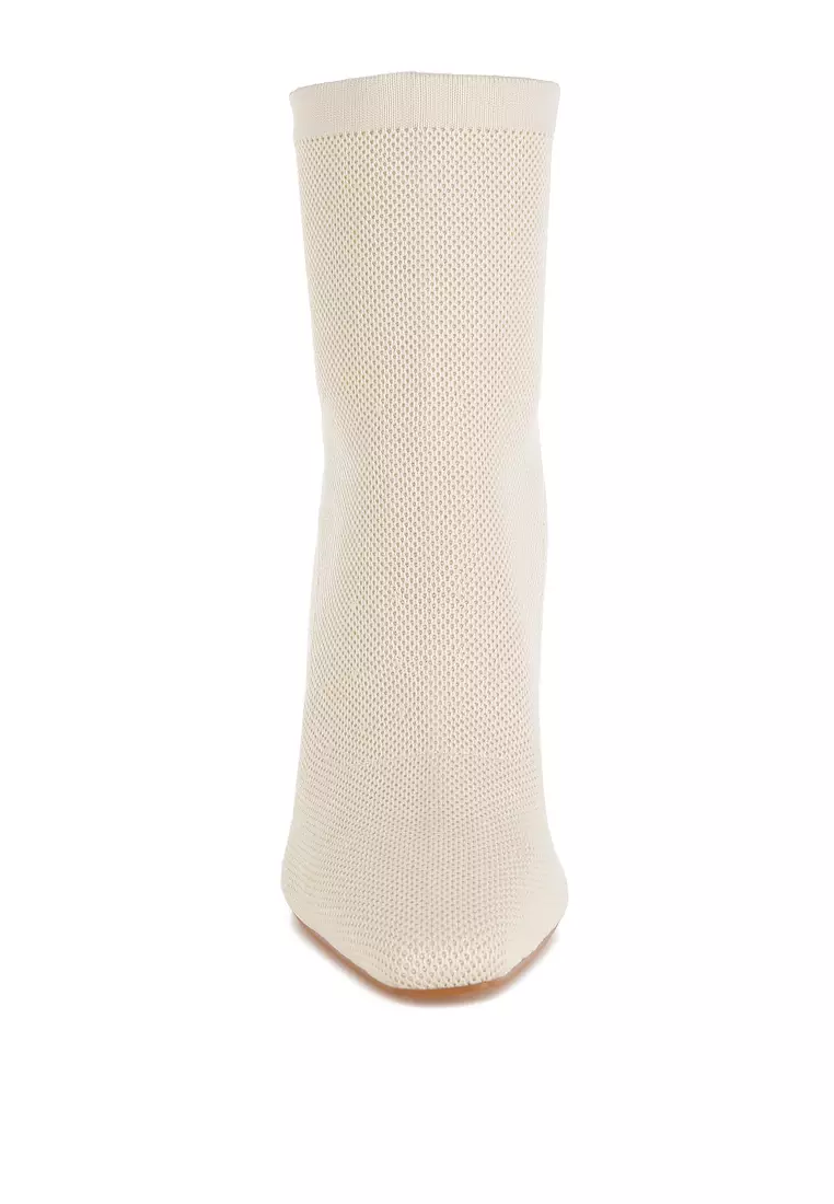 Knitted Sock Boots In Off White