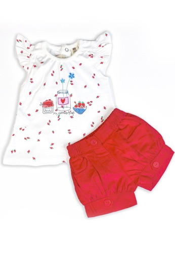 Toffyhouse white and red My Favourite Things Top & Shorts Set 9ED9BKAB7E2B58GS_1