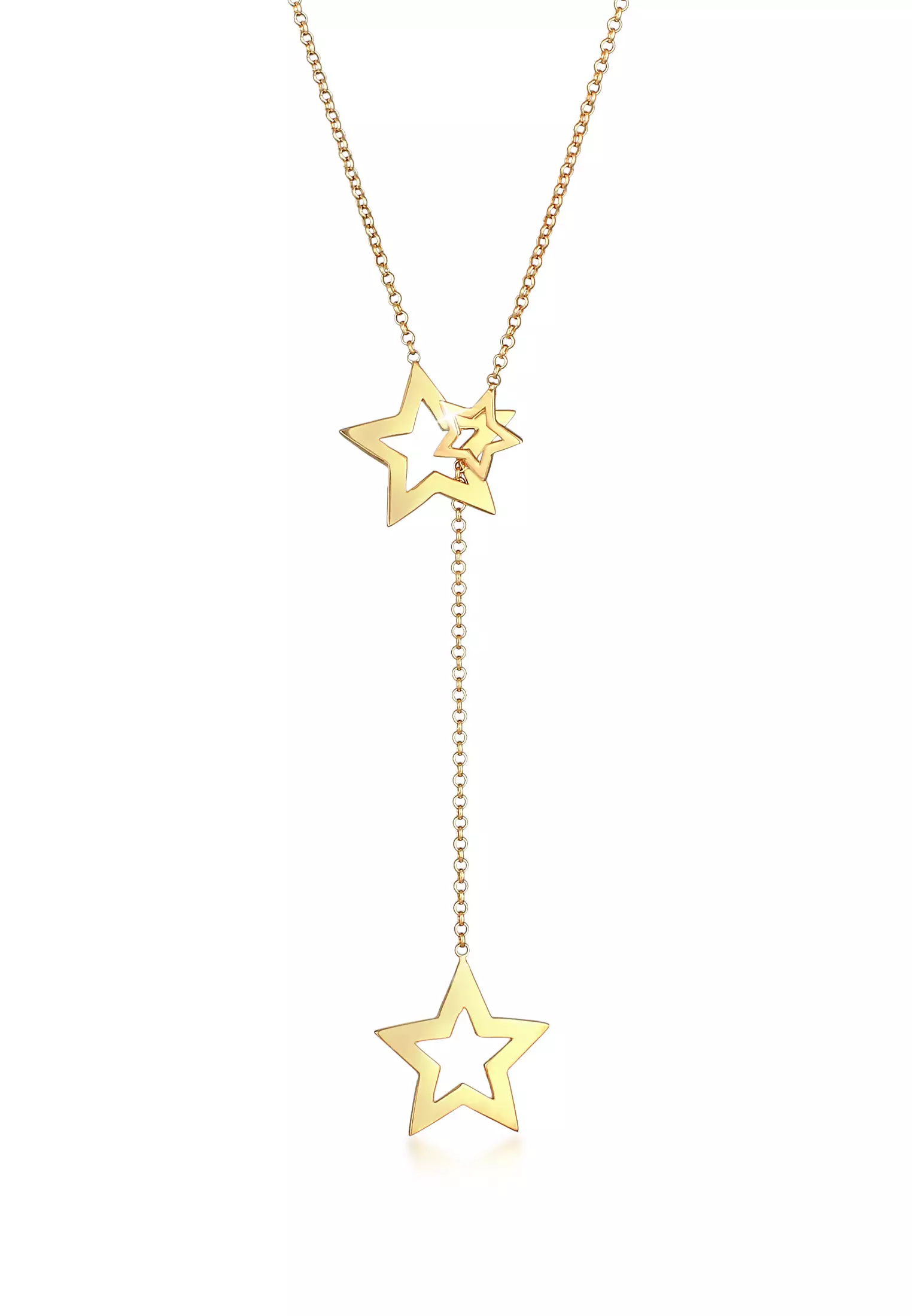 Necklace Y-necklace Star Pendant Astro Trend Gold Plated