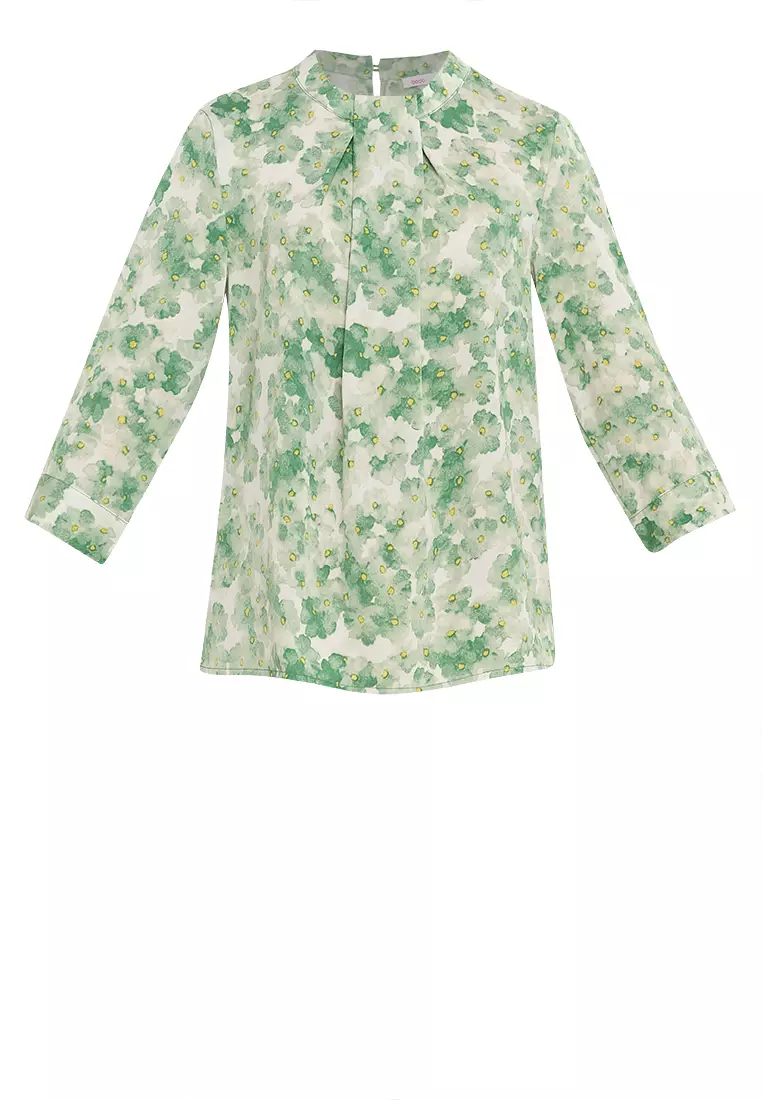 Capolla Draped Neckline Printed Blouse