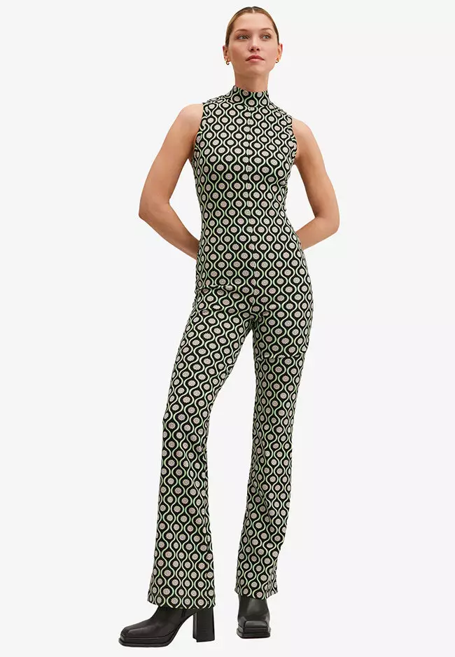 Long Retro Print Jumpsuit