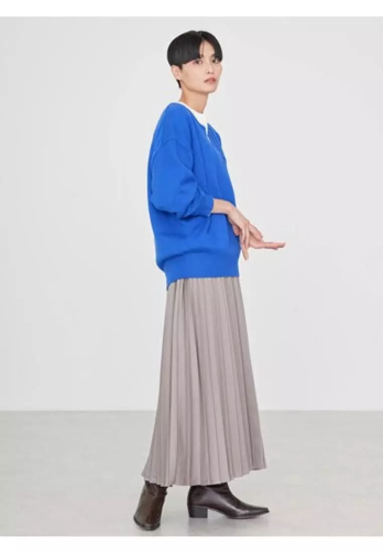 American Holic - Masumi Satin Pleated Skirt Mocha