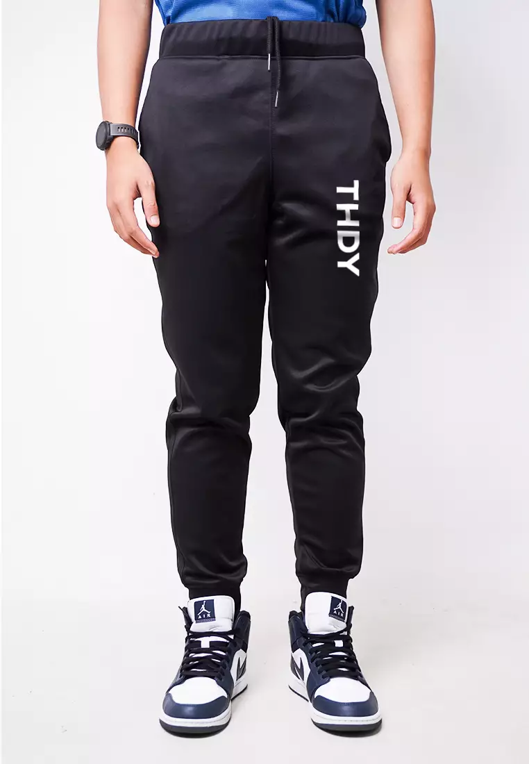 MC032 celana jogger pria anti air kasual korea keren thdy hitam