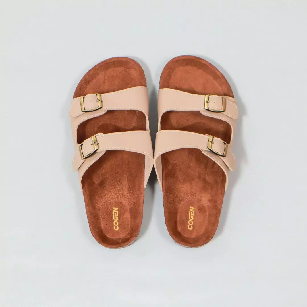 Cogen Sandal Pria Kulit Sendal Slop Birken Vintage - Opera Creme