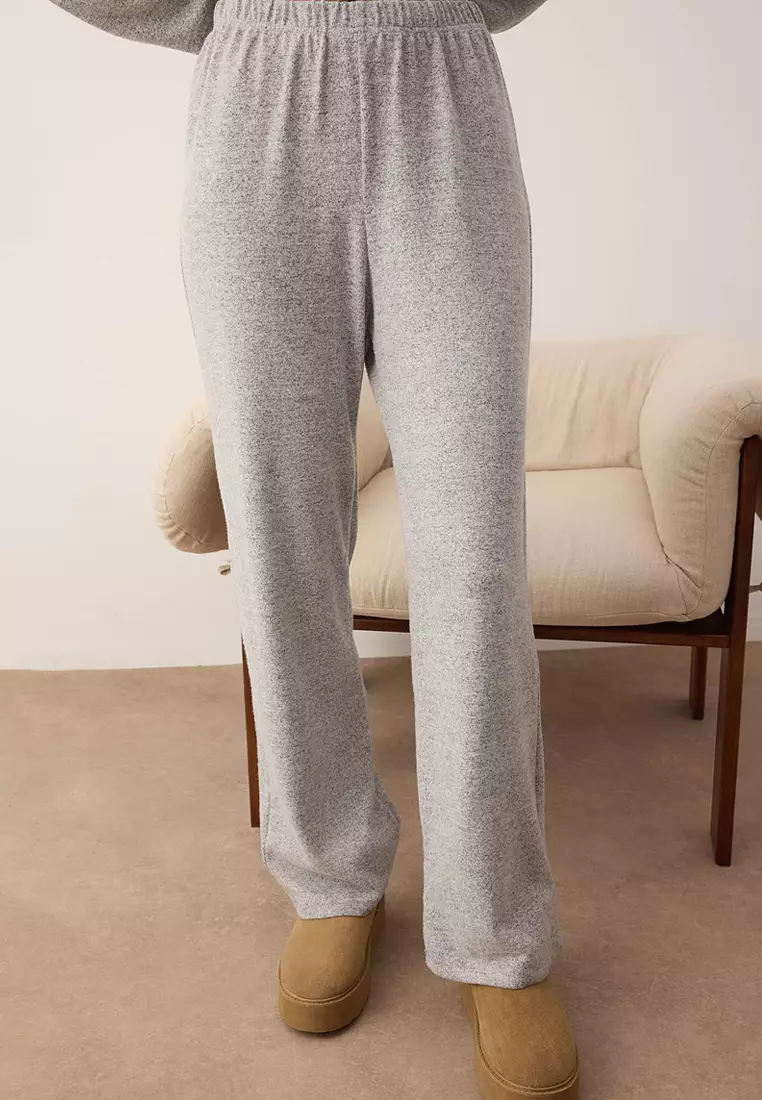 Gray Melange Double Layer Winter Soft Knitted Pajama Set Thmaw26Pt154