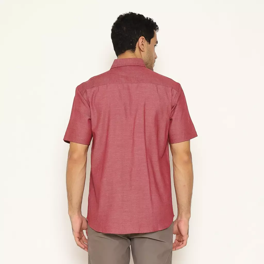 AMK Kemeja Pria Basic Polos Pendek SHS KOICHI S/S Maroon