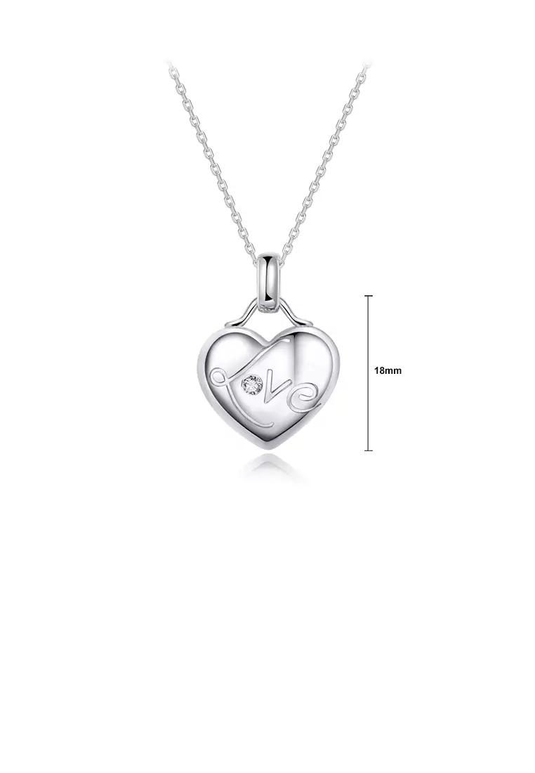 Simple and Fashion Love Heart-shaped Pendant with Cubic Zirconia and Necklace