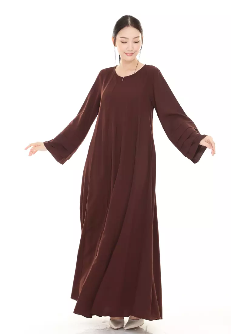 Laura Abaya Modern Layer Sleeves Loose Style in Dark Brown