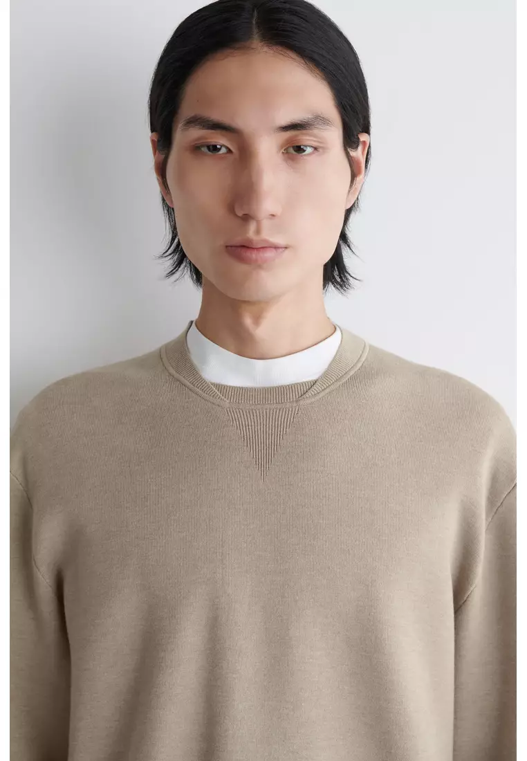 DOUBLE-FACED BOMBER-NECK KNITTED JUMPER
