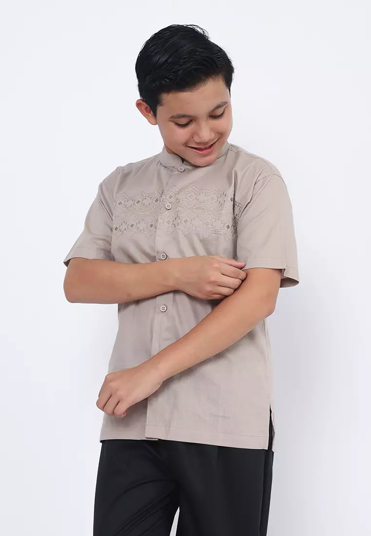 Baju Koko Set Anak Laki Horizone Light Grey - MODERN