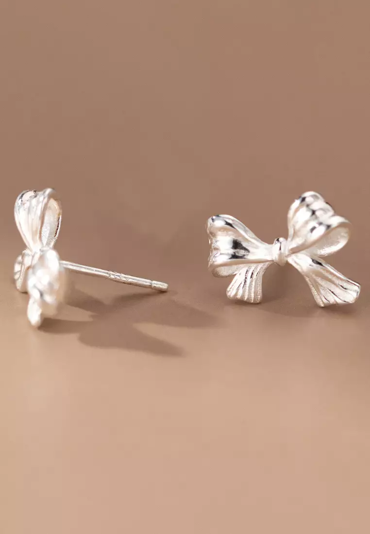 925 Silver Ribbon Earrings JW AR-M04556