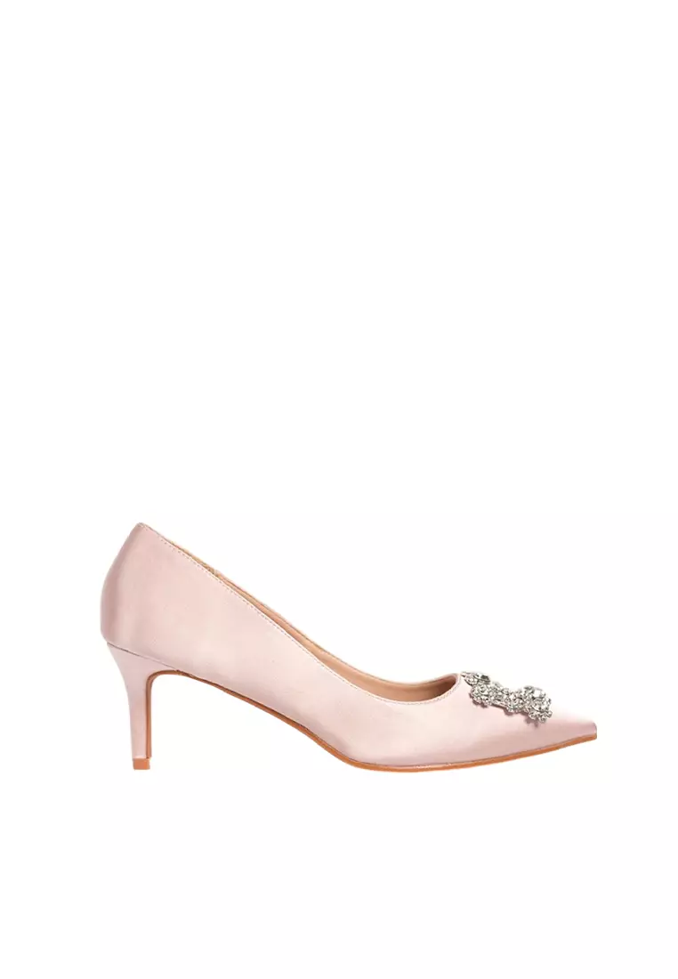 Happy2U Joy Satin Rhinestone Heels