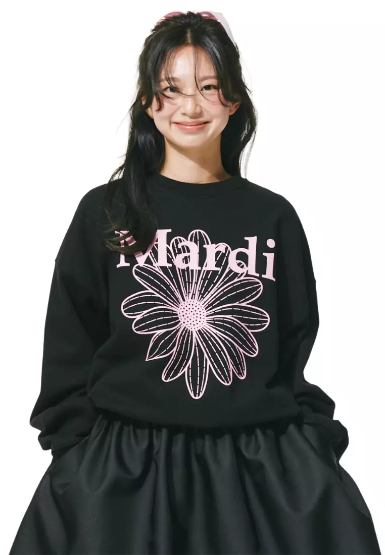 Jual Mardi Mercredi Sweatshirt Flowermardi - Black Pink