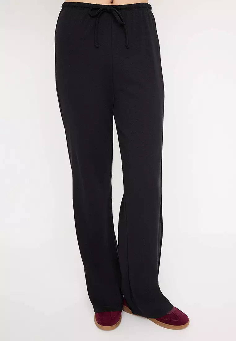 Teen Black Buttoned Fitted/Body-Sit Crew Neck Flexible Knitted Bottom - Top Set Twoaw26Au00075