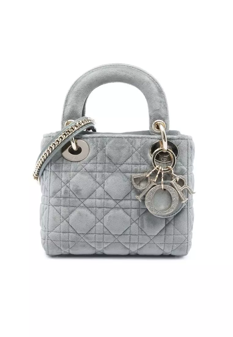 Pre-Loved Dior Mini Velvet Cannage Lady Dior