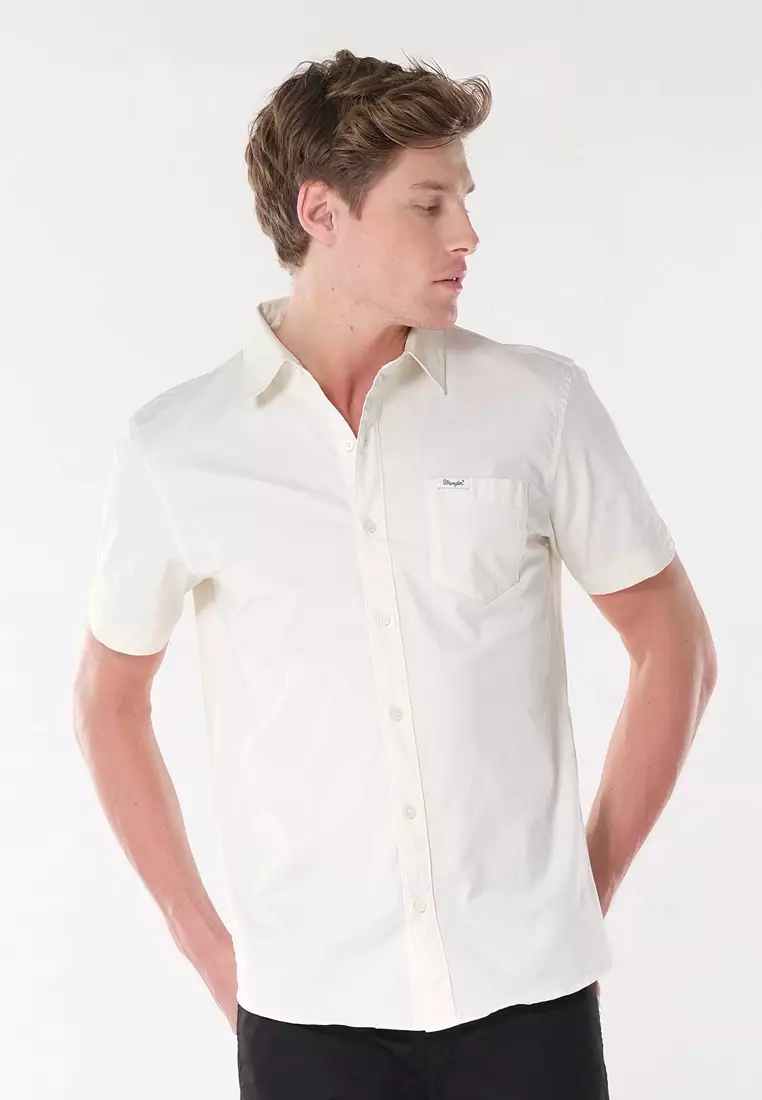 Button Down Short Sleeve Polo for Men in Jet Stream Color